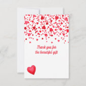 Valentijn Verjaardag Rode Confetti Harten Bedankkaart (Achterkant)