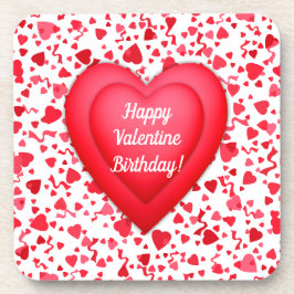 Valentijn Verjaardag Rode Confetti Harten Bier Onderzetter