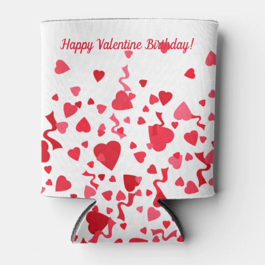 Valentijn Verjaardag Rode Confetti Harten Blikjeskoeler (Voorkant)