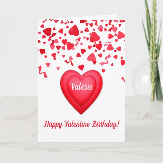 Valentijn Verjaardag Rode Confetti Harten Groet Kaart (Voorkant)