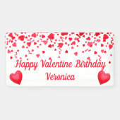 Valentijn Verjaardag Rode Confetti Harten Spandoek (Horizontaal)