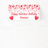Valentijn Verjaardag Rode Confetti Harten Spandoek (Insitu)