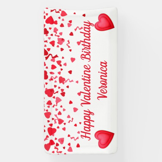 Valentijn Verjaardag Rode Confetti Harten Spandoek (Verticaal)