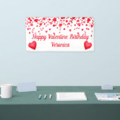 Valentijn Verjaardag Rode Confetti Harten Spandoek (Beurs)