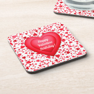 Valentijn Verjaardag Rood Confetti Harten Bier Onderzetter
