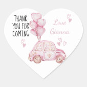 Valentijn Verjaardagsfeestje Roze Ballonnen en Aut Hart Sticker (Voorkant)