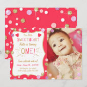 Valentijn Verjaardagsuitnodiging Little Sweetheart Kaart (Voorkant / Achterkant)