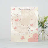 Valentijn Verstoorde Floral Roze Harten Briefpapie (Staand voorkant)