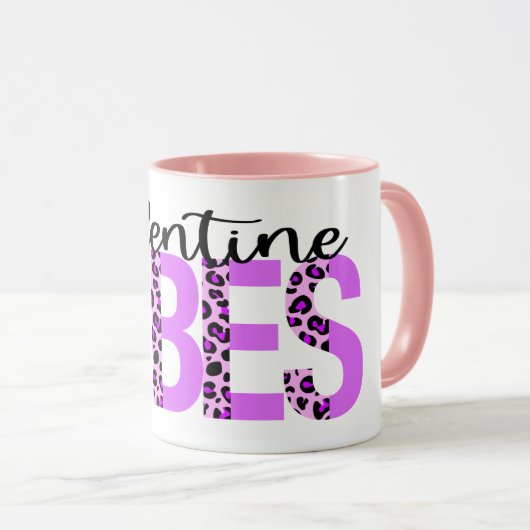 Valentijn Vibes Paarse roze zwarte proefdruk Mok (Voorkant rechts)