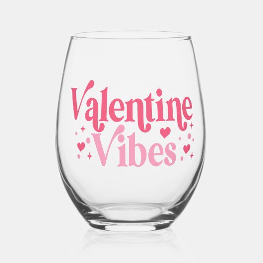 Valentijn Vibes Stemless Wine Glass Wijnglas Zonder Voet (Voorkant)