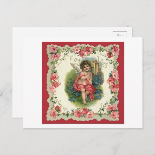  Valentijn Victoriaans Angel Feestdagenkaart (Voorkant / Achterkant)