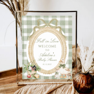 Valentijn Vintage Salie Baby Shower Welkom Poster