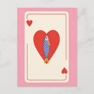 Valentijn Vis Aas van Harten Lief Cute Kust Briefkaart