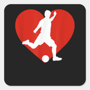 Valentijn Voetbalspeler Valentijnsdag Voetbal Vierkante Sticker