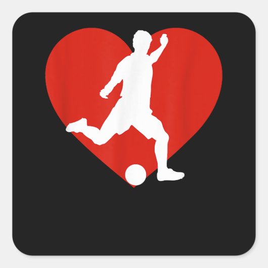 Valentijn Voetbalspeler Valentijnsdag Voetbal Vierkante Sticker (Voorkant)
