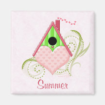 Valentijn Vogelhuismagneet met achtergrond