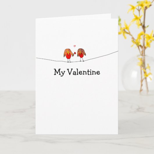 Valentijn vogelkaart kaart (Gele Bloem)