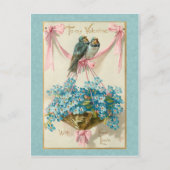  Valentijn Vogels en vergeet me Nots Feestdagenkaart (Voorkant)