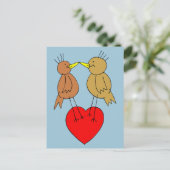 Valentijn Vogels op een Hart Briefkaart (Staand voorkant)