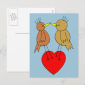 Valentijn Vogels op een Hart Briefkaart (Voorkant / Achterkant)