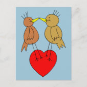 Valentijn Vogels op een Hart Briefkaart (Voorkant)