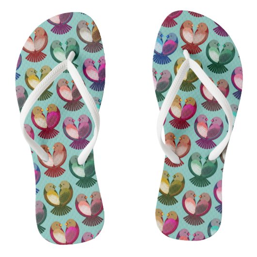 Valentijn vogels verliefd teenslippers (Voetbed)