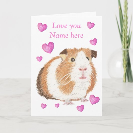 Valentijn voor cavia's, aanpasbaar feestdagen kaart (Voorkant)