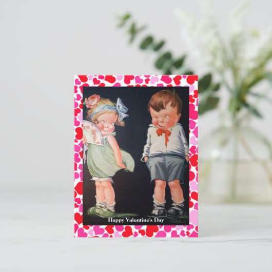 Valentijn voor Cute & Shy Boy & Girl (kopie) Briefkaart (Staand voorkant)