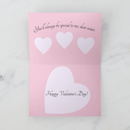 Valentijn voor een speciale zuster Kaart (Binnen)