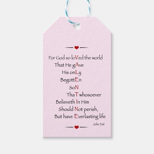 VALENTIJN - Voor God zo geliefd als de wereld Cadeaulabel (Voorkant)