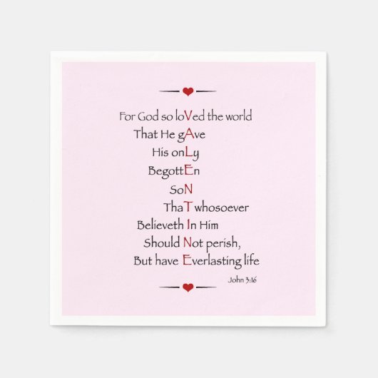 VALENTIJN - Voor God zo geliefd als de wereld Servetten (Voorkant)