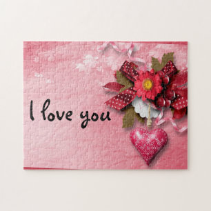 Valentijn voor hart en bloem Puzzle Legpuzzel