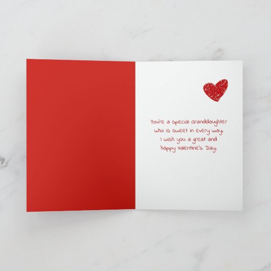 Valentijn voor kleindochter kaart (Binnen)