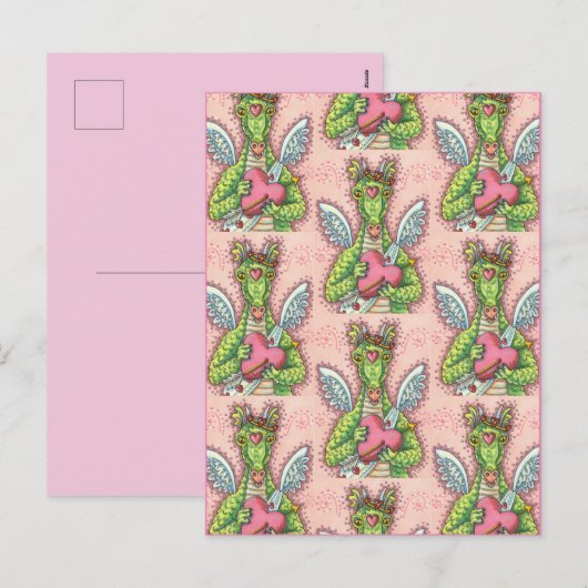 VALENTIJN VOOR KUSTMATIGE DRAGON, HART- EN ARROUWV FEESTDAGENKAART (Voorkant / Achterkant)