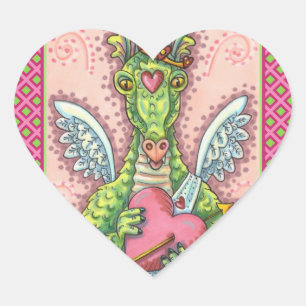 VALENTIJN VOOR KUSTMATIGE DRAGON, HART- EN ARROUWV HART STICKER