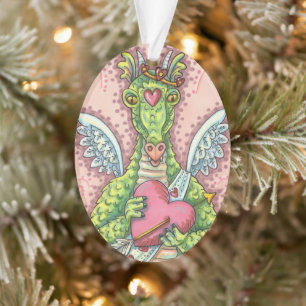 VALENTIJN VOOR KUSTMATIGE DRAGON, HART- EN ARROUWV ORNAMENT
