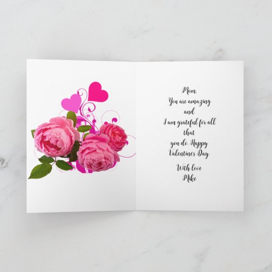 Valentijn voor Mam Rozen en Hearts Greeting Kaart (Binnen)
