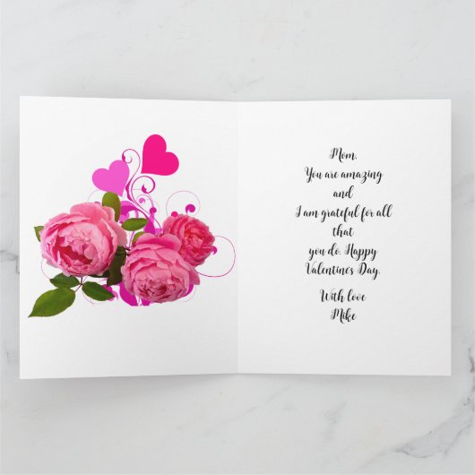 Valentijn voor Mam Rozen en Hearts Greeting Kaart (Binnen)