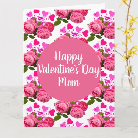 Valentijn voor Mam Rozen en Hearts Greeting Kaart (Gele Bloem)