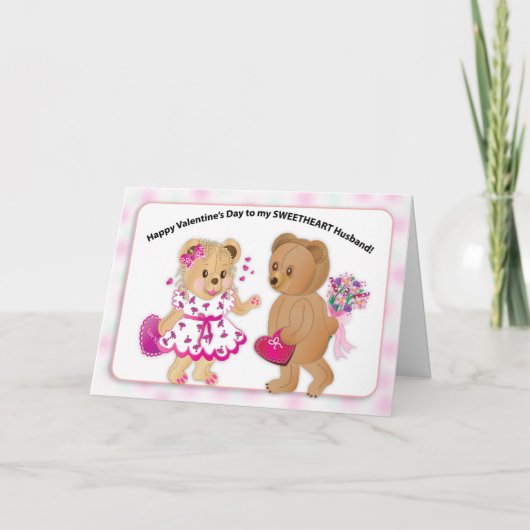 Valentijn voor mijn man twee Teddy Bears Card Kaart (Voorkant)
