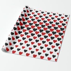 Valentijn voor zwart-wit en rood hart cadeaupapier