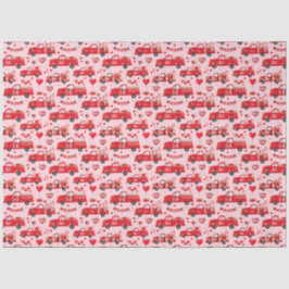 Valentijn vrachtwagens op roze tissuepapier