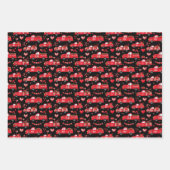 Valentijn vrachtwagens op roze, wit en zwart inpakpapier vel (Voorkant 3)