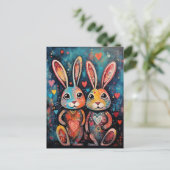 Valentijn Vrienden Bunnies lange oren harten Briefkaart (Staand voorkant)