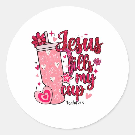 Valentijn vult mijn beker ronde sticker (Voorkant)