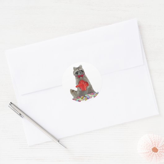 Valentijn Wasbeer Bandiet Ronde Sticker (Envelop)