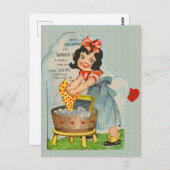 Valentijn waskleding briefkaart (Voorkant / Achterkant)