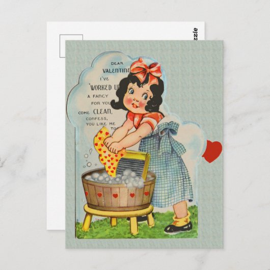 Valentijn waskleding briefkaart (Voorkant / Achterkant)