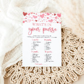 Valentijn Wat zit er in je tas Baby shower spel Kaart
