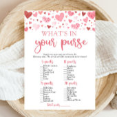 Valentijn Wat zit er in je tas Baby shower spel Kaart